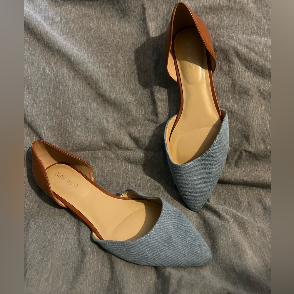 Nine West Denim slip on flats size 7.5
